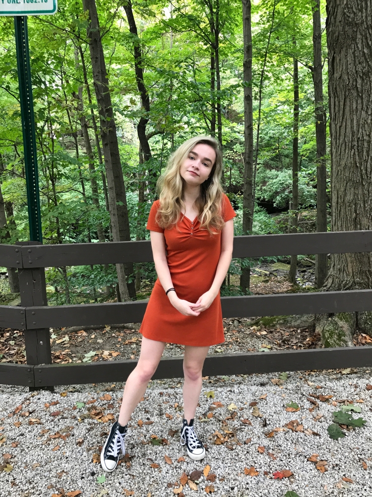orange dress ootd